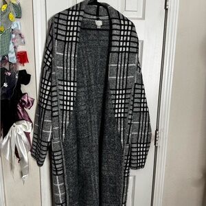 a new day Gray and Black Checkered Cardigan